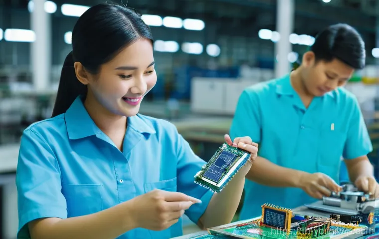 리쇼어링이 기업의 브랜드 이미지에 미치는 영향 - **Prompt:** A vibrant, sunlit, modern factory floor in Thailand. Thai workers, wearing clean, light ...