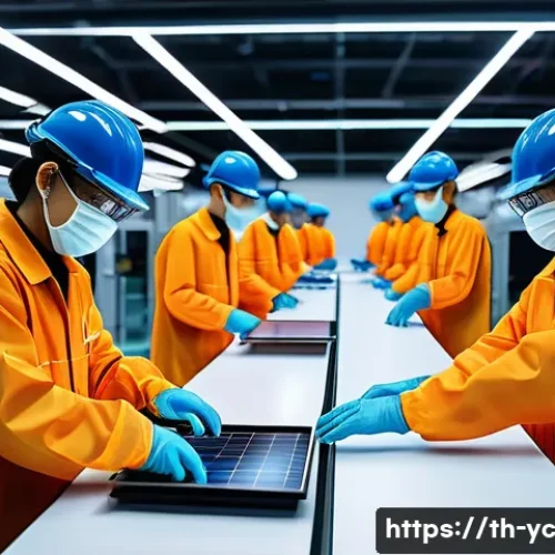 Home 32 리쇼어링의 미디어 보도 동향 - A modern Southeast Asian electronics factory interior in Thailand, featuring advanced robotics assem...