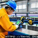 Home 19 리쇼어링의 글로벌 경제에 대한 영향 - A modern Thai manufacturing facility with advanced robotics and AI-driven automation, showing worker...